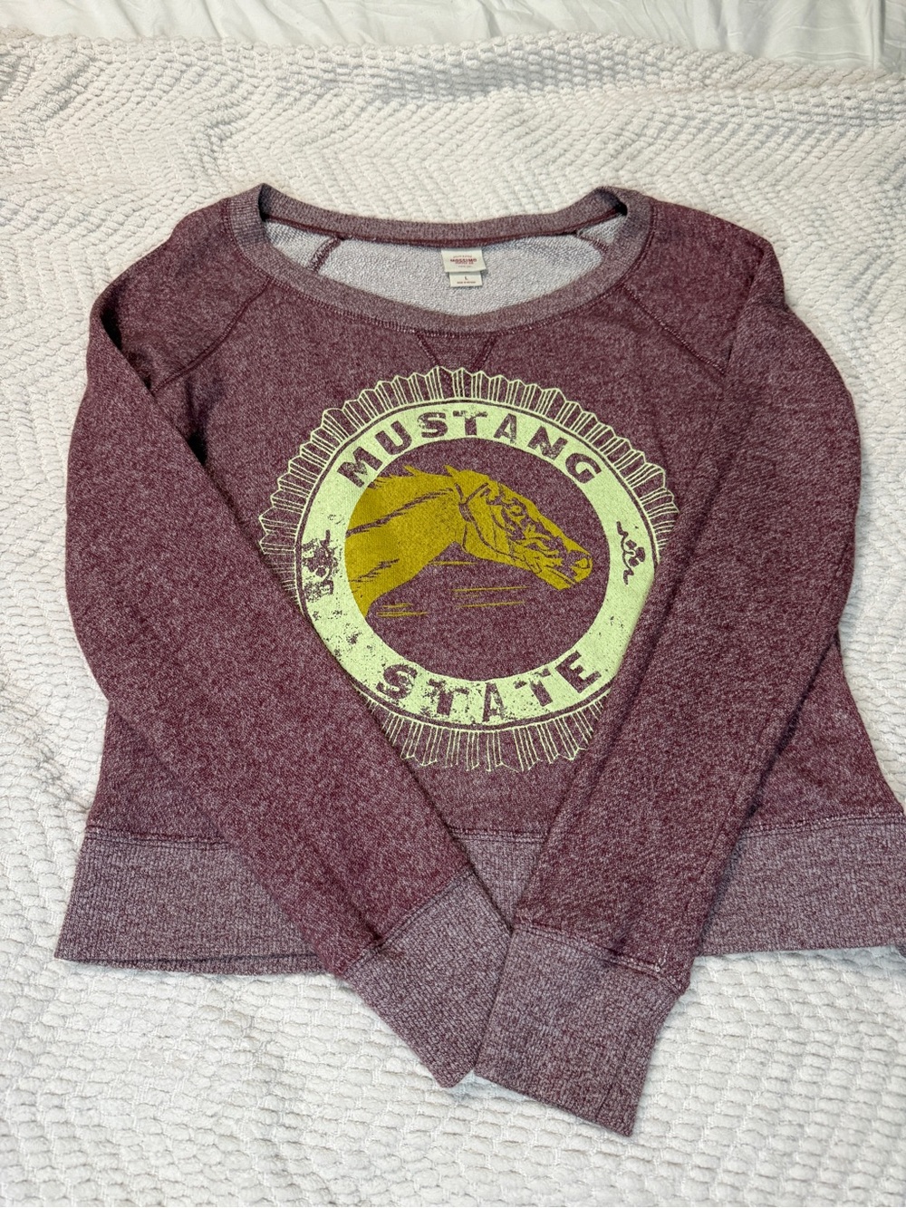 Mossimo Supply Co. Burgundy Pullover Sweatshirt with Yellow Graphic